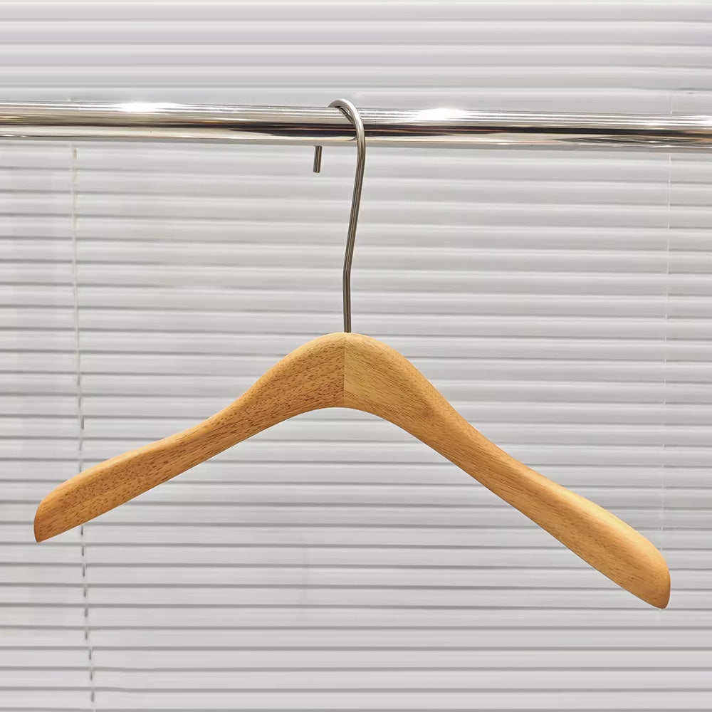 Natural Oak Hangers for Retail Stores - Wooden Coat Hangers with Clips