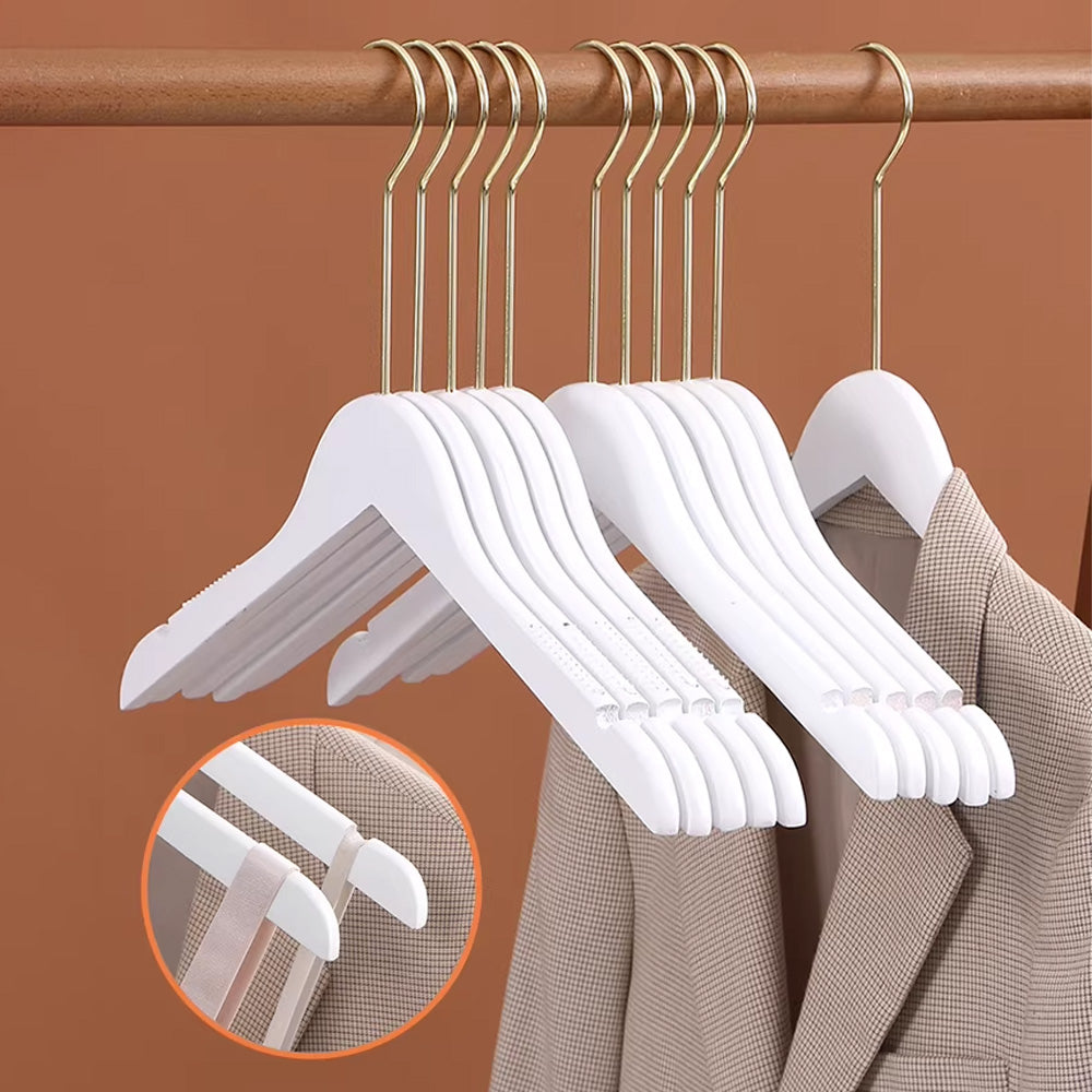 Premium Velvet Wooden Hangers for Women - Non-Slip White Hanger Set Custom Logo
