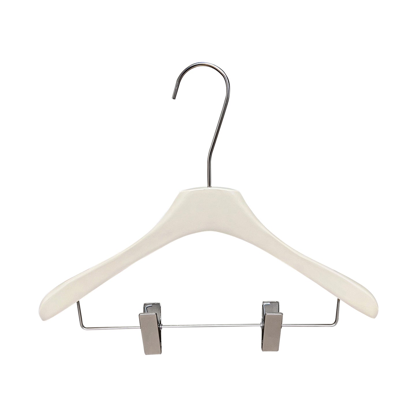 Solid Wood Clothes Hangers with Clips – White Wood Hangers for Suit, Coat & Dress
