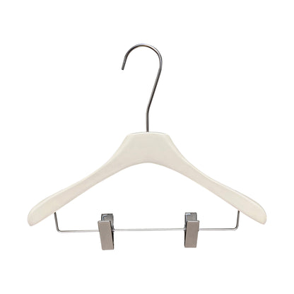 Solid Wood Clothes Hangers with Clips – White Wood Hangers for Suit, Coat & Dress
