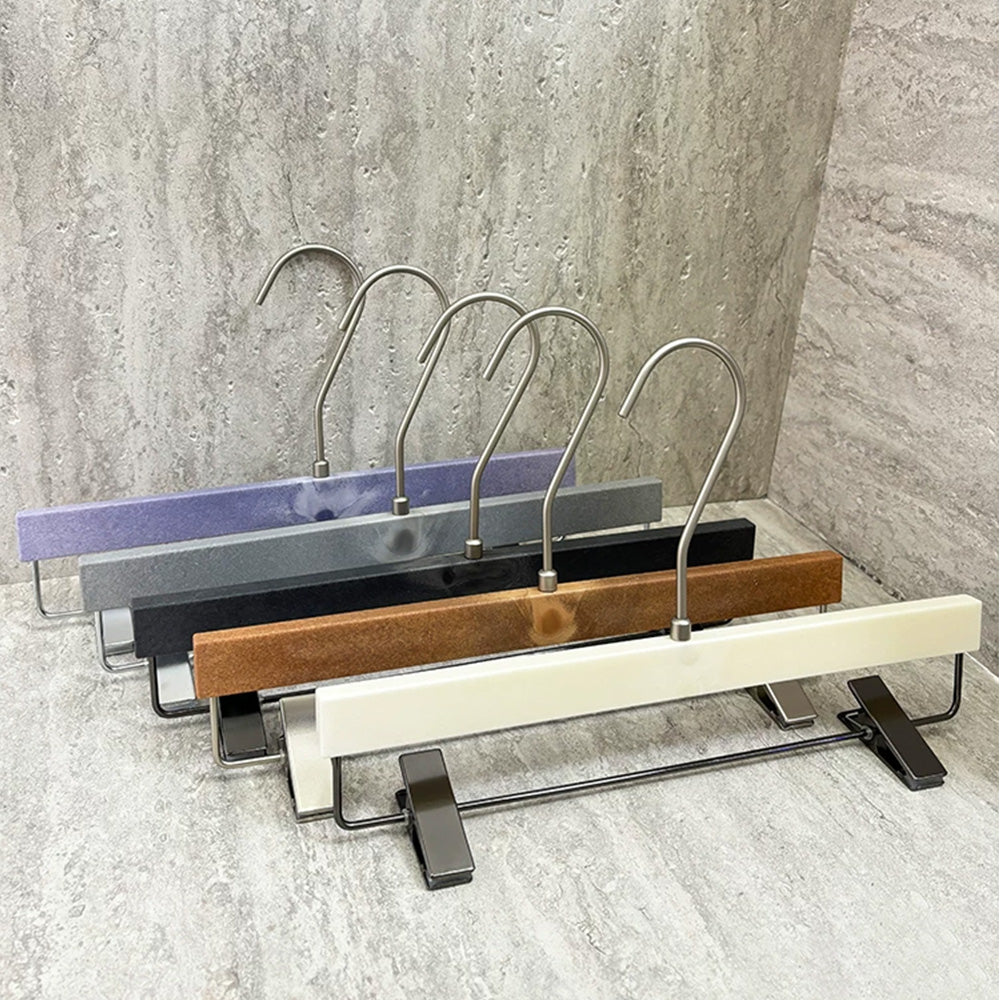 Custom ABS Wood Grain Resin Hangers with Clips for Boutique Stores