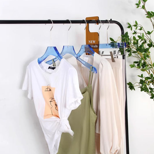Premium Blue Acrylic Clothes Hanger with Pants Clip - Durable Unisex Store Display