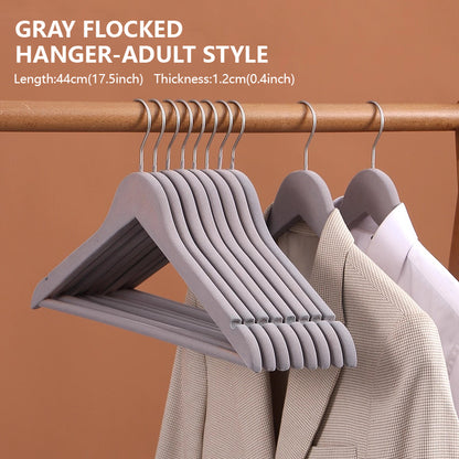 Premium Flocked Wooden Hangers - Non-Slip for Boutique & Home Closet Storage