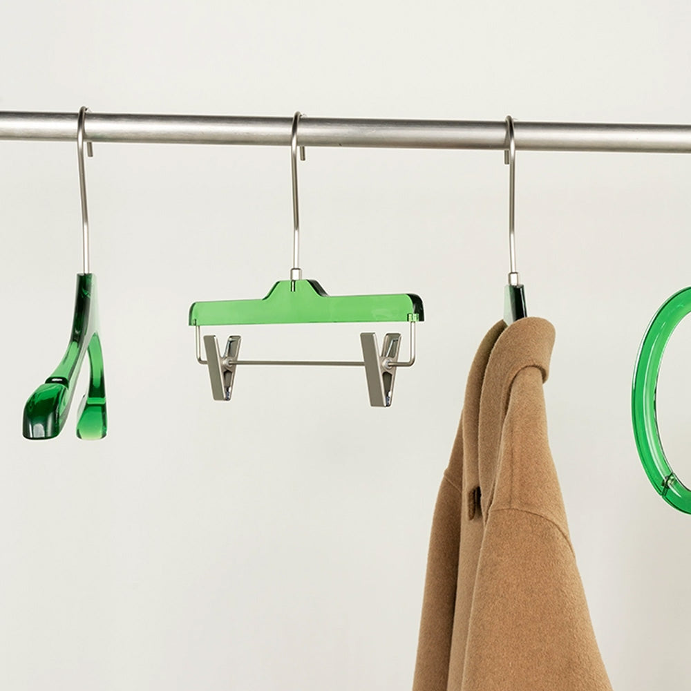 Custom Green Acrylic Hangers with Logo | Wholesale Clothing Hangers