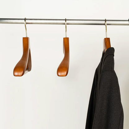 Wide Shoulder Beech Wood Suit Hangers with Trouser Bar & 360° Swivel Hook