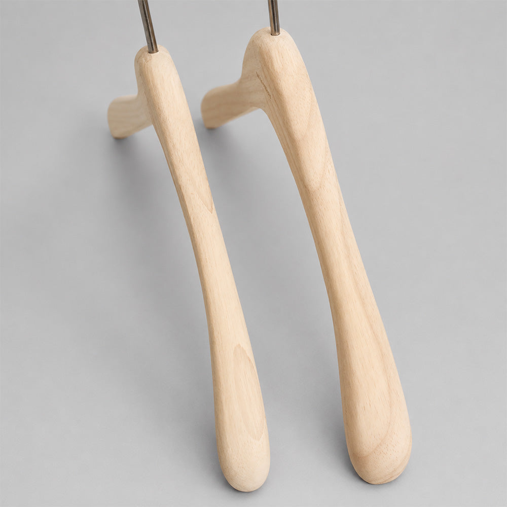 Natural Oak Wooden Suit & Pants Hangers with Clips | Custom Logo