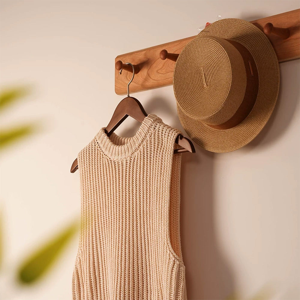 Solid Wood Clothes Hangers with Pants Bar and Shoulder Notches