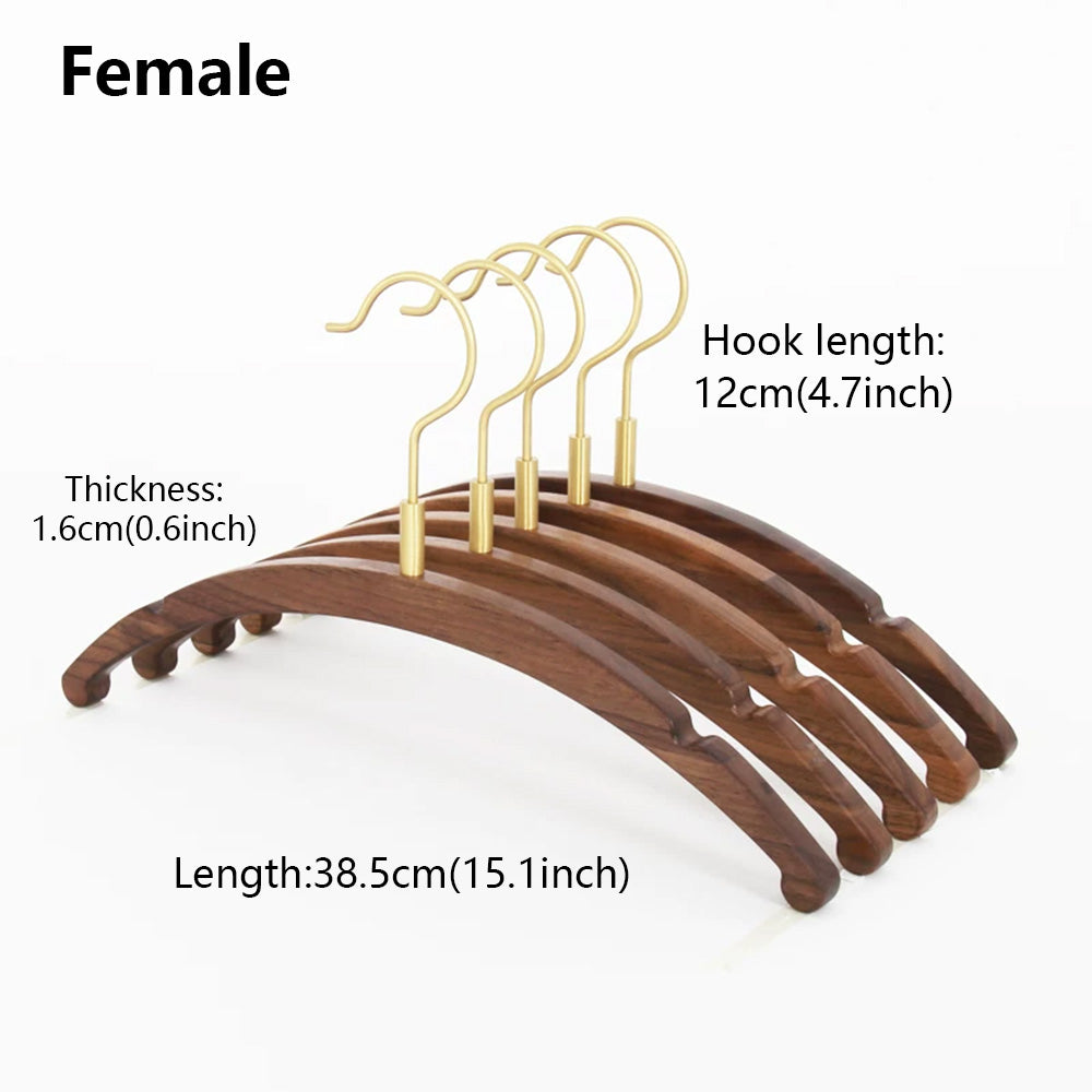 Premium Black Walnut Wood Hangers - Hotel Quality Non-Slip Wide Shoulder Coat Hangers