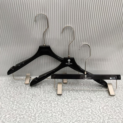 Black Acrylic Hangers with Clips – Premium Closet & Boutique Display Organizer