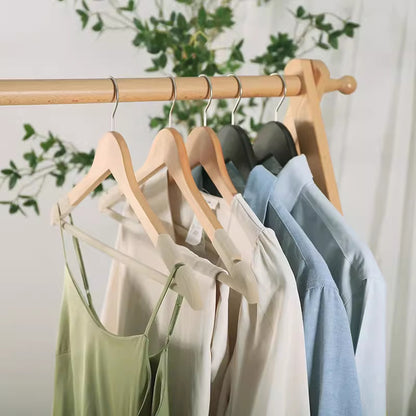 Non-Slip Wooden Hangers Velvet Flocked Space Saving Closet Organizer Combo Set