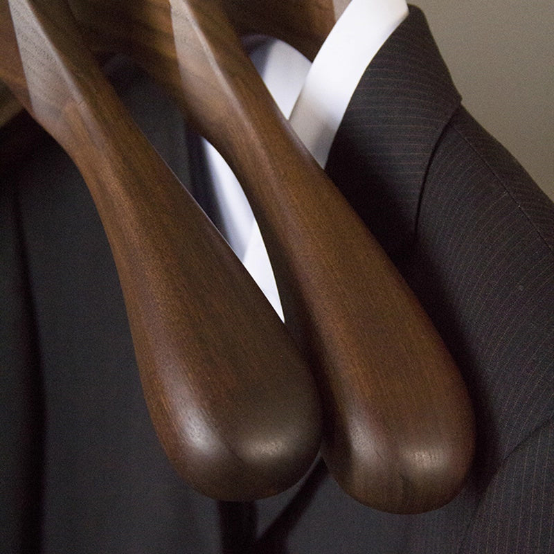 Premium Black Walnut Wood Hangers - Hotel Quality Non-Slip Wide Shoulder Coat Hangers