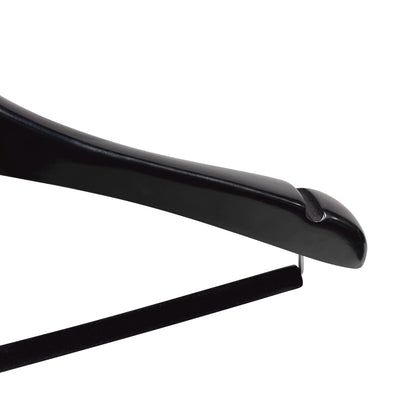 Black Luxury Wooden Suit Hangers with Pants Bar | Glossy Lacquer Jacket Hanger