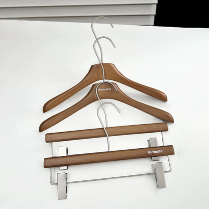 Wholesale Walnut Lacquered Wooden Hangers for Coats, Shirts, Suits & Trousers | OEM Custom