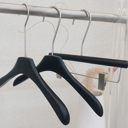 Black Wooden Kids Hangers & Pant Hangers with Adjustable Clips | Custom Logo