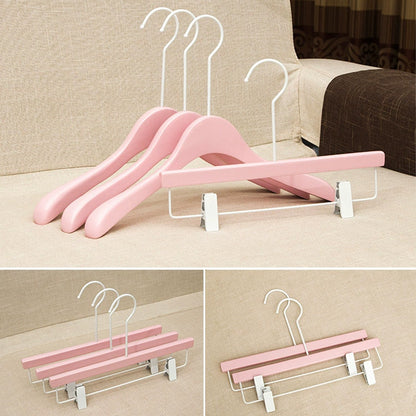 Pink Wooden Hangers Non-Slip Velvet Clothes Hanger for Women's Boutique & Home