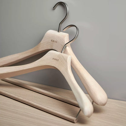 Solid European Beech Wood Hangers for Suits, Coats, Pants & Skirts