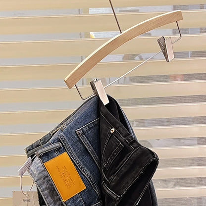 Wood Hanger Pants Clips for Women | Long Hook | No-Mark | Gold Silver Black