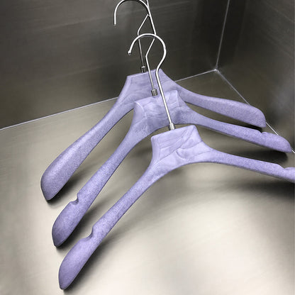 Purple Wood Grain Resin Hangers with Pants Clips for Boutiques