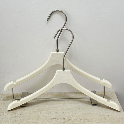 Wholesale Ivory ABS Resin Clothes Hangers with Custom Logo & Adjustable Clips