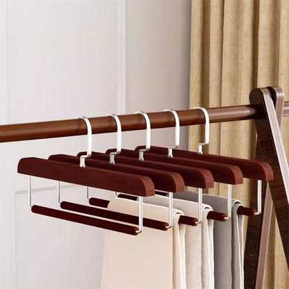 Luxury Wood Trouser Hanger - Velvet Anti-Slip Pants Rack for Wrinkle-Free Garment Care
