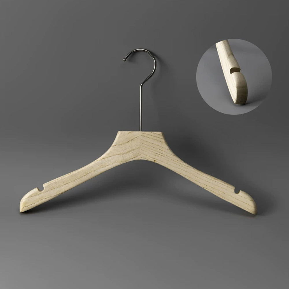 Custom Ash Wood Women’s Clothes & Pants Hangers with Clips Wholesale