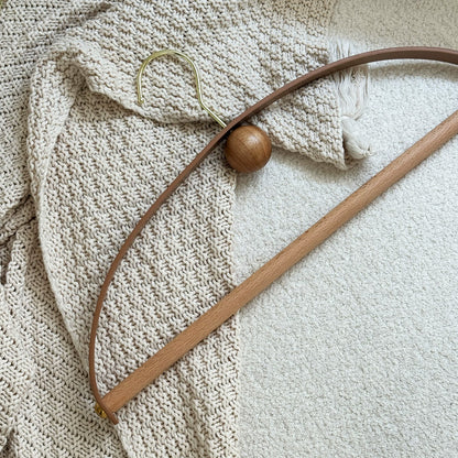 Luxury Beech Wood & Microfiber Leather Clothes Hanger with Gold Hook
