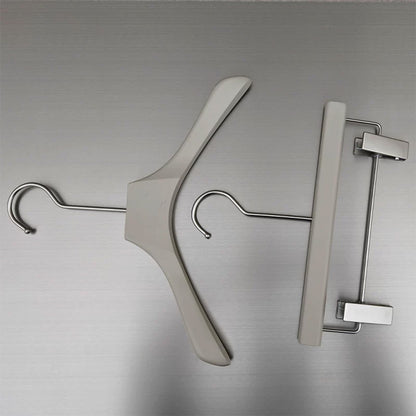 Wholesale Gray Wooden Kids Clothes Hangers with Adjustable Clips