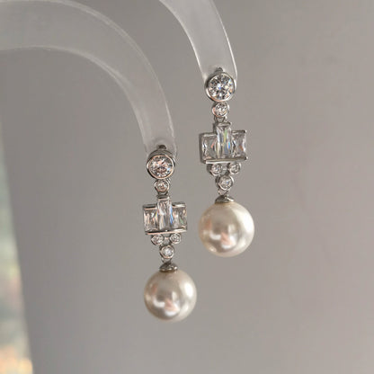 Elegant Faux Pearl Dangle Earrings