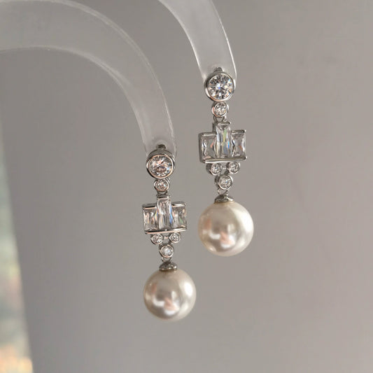 Elegant Faux Pearl Dangle Earrings