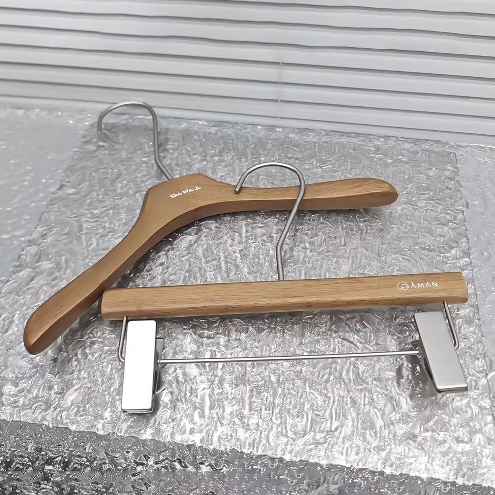 Walnut Oak Children's Hangers Set - Boutique Quality with Logo Customization