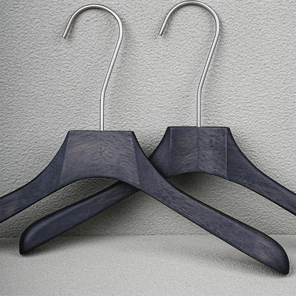 Custom Logo Black Oak Wooden Hangers with Clips for Boutique Stores