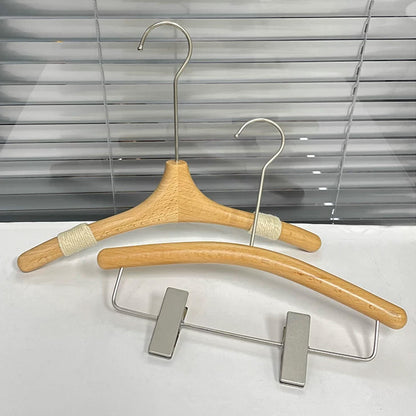 Kids Wooden Clothes Hangers and Adjustable Clip Pants Hanger