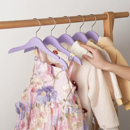 Colored Kids Wooden Hangers with 360° Swivel Hooks | Solid Beech Wood