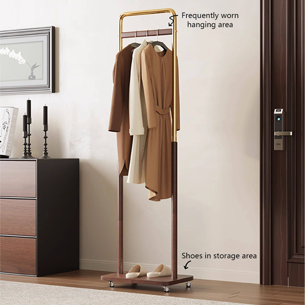Freestanding Rolling Clothing Rack with Shelf for Bedroom, Entryway & Closet