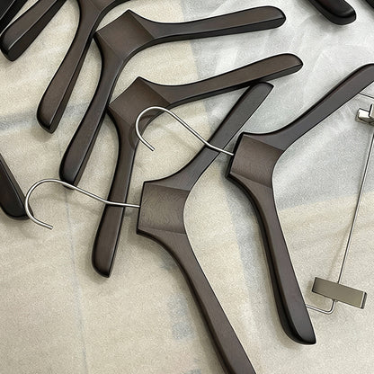 Custom Logo Rubber Wood Hangers with Pants Clips for Boutiques