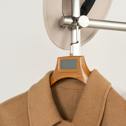 Custom Logo Faux Wood Plastic Suit Hangers with Pants Bar | Wholesale