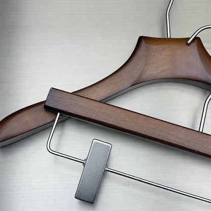 Walnut Beech Wood Hangers Wholesale – Suit & Pants Hangers with Clips