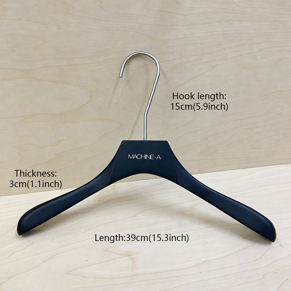 Custom Matte Black Wooden Hangers with Logo | Solid Wood Wholesale