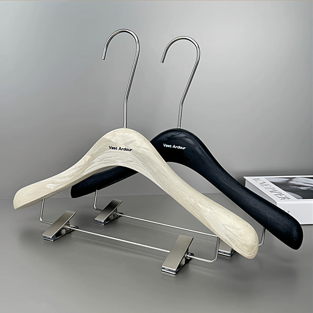 Wholesale Resin Clothes Hangers with Custom Logo and Adjustable Clips