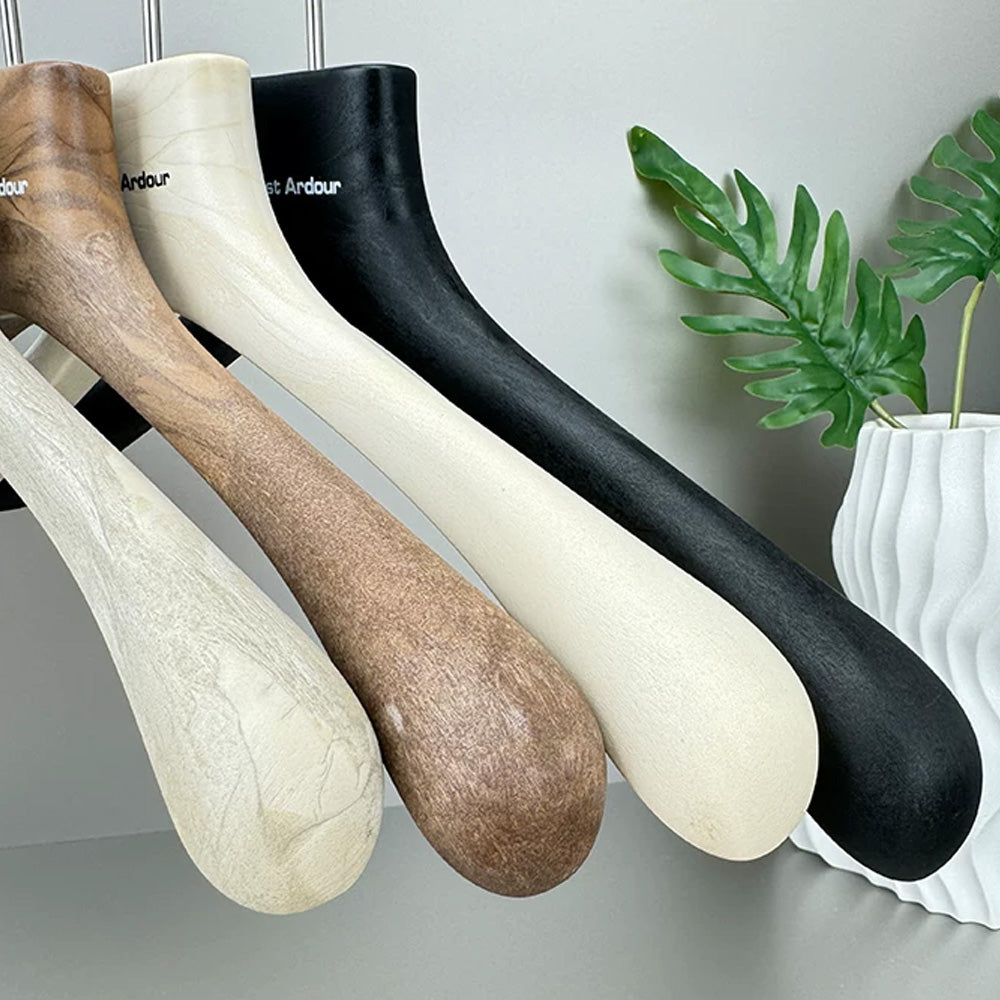 Wood Grain Resin Hangers with Clips for Boutique Clothing Stores