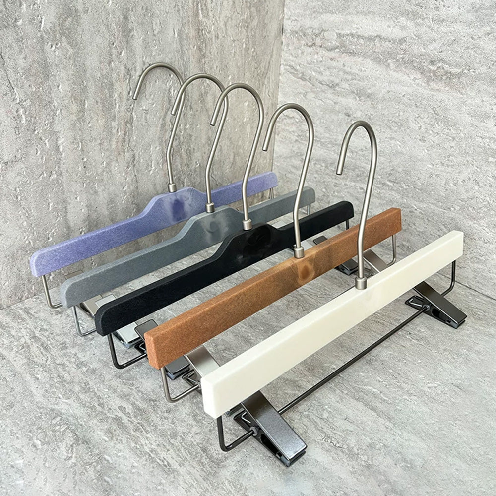 Custom ABS Wood Grain Resin Hangers with Clips for Boutique Stores