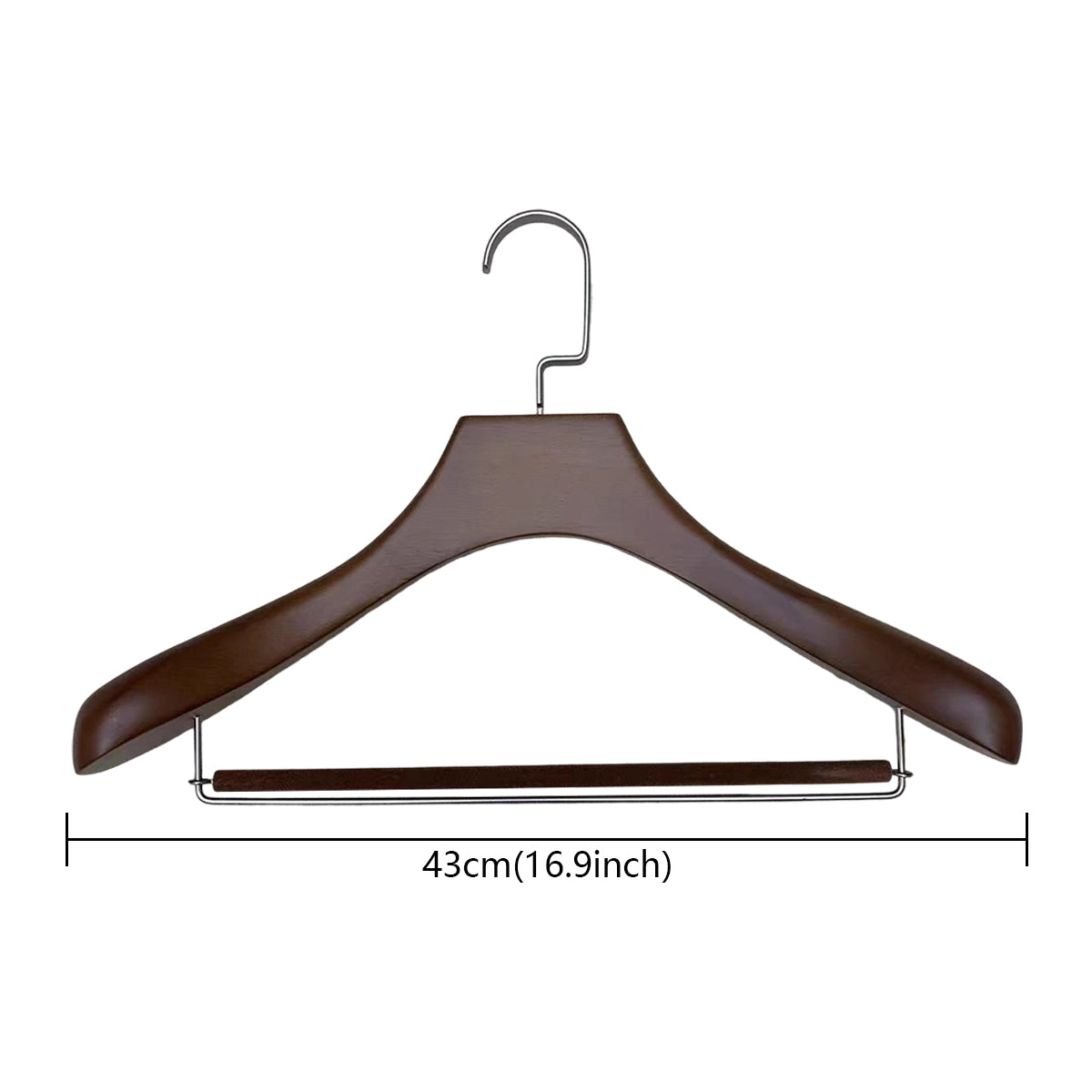 Solid Wood Hangers for Coats and Suits – Wide Shoulder Beech Hanger with Double Pants Bar