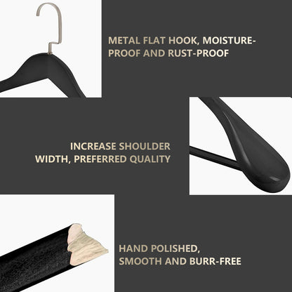 Luxury Wooden Coat Hangers - Premium Hotel Grade Clothing Hangers for Retail Stores & Hotels