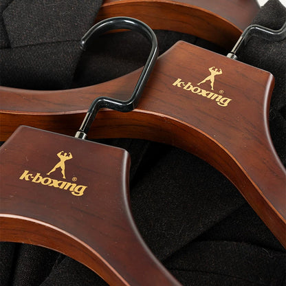 Wide Shoulder Plastic Hangers, Wood-Grain Finish, 360° Swivel Hooks, 50 Pack