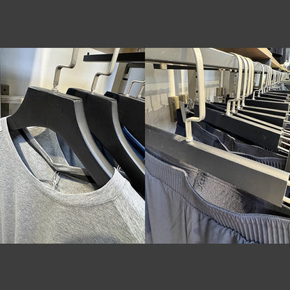 Premium Non-Slip Wooden Hanger - Black Matte Velvet Shoulder Hanger with Pant Clips