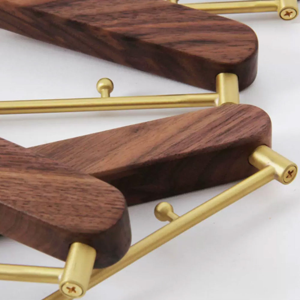 Solid Black Walnut Wood Hangers with Pure Brass Hooks for Suits & Coats