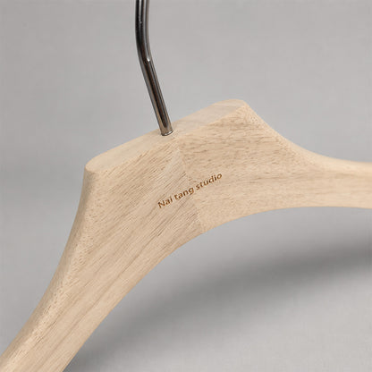 Natural Oak Wooden Suit & Pants Hangers with Clips | Custom Logo