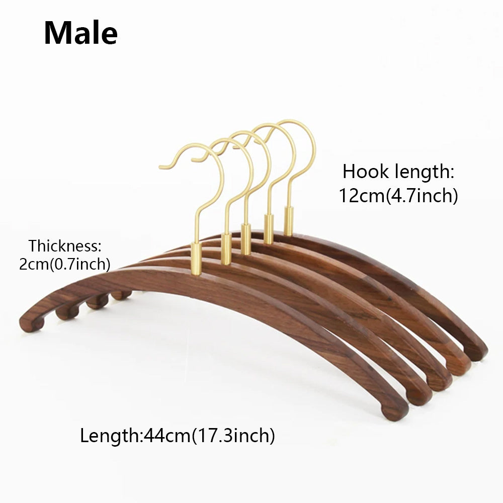 Premium Black Walnut Wood Hangers - Hotel Quality Non-Slip Wide Shoulder Coat Hangers