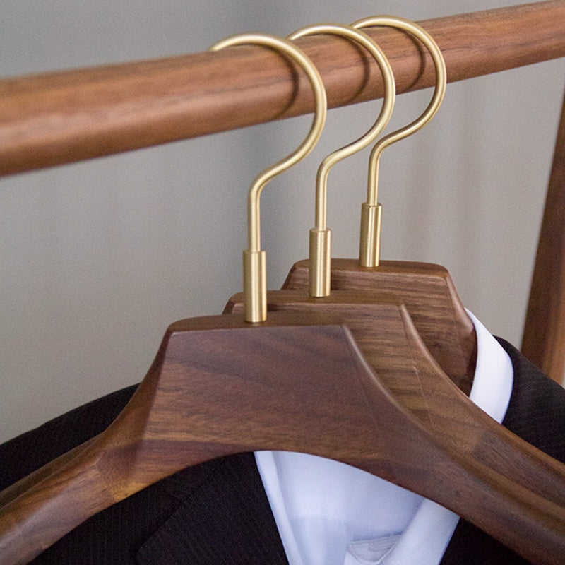 Premium Black Walnut Wood Hangers - Hotel Quality Non-Slip Wide Shoulder Coat Hangers