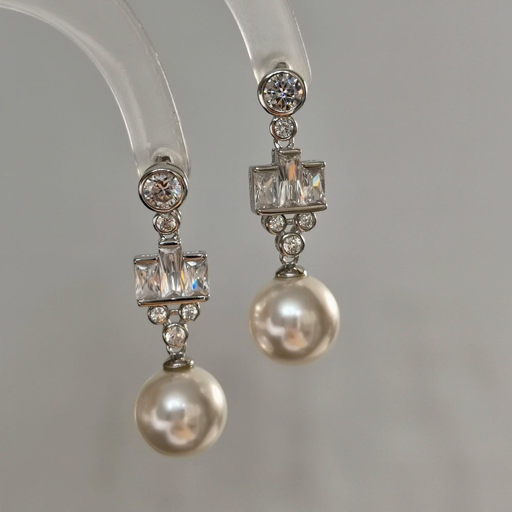 Elegant Faux Pearl Dangle Earrings